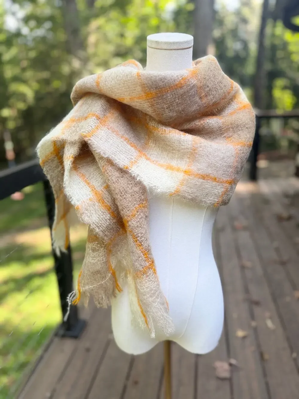 Vintage Scottish Mohair Wool Plaid Scarf Wrap 70/30 Made Scotland 66